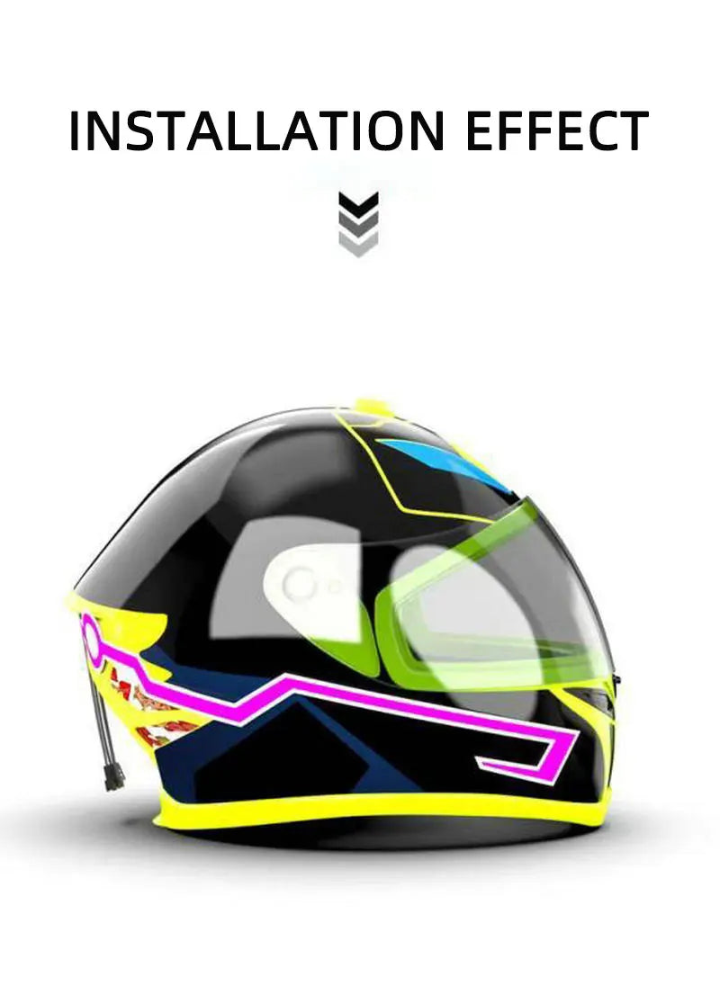 LED Motorcycle Helmet Warning Light Strip - Waterproof EL Cold Light Sticker with 4 Flashing Modes for Night Riding