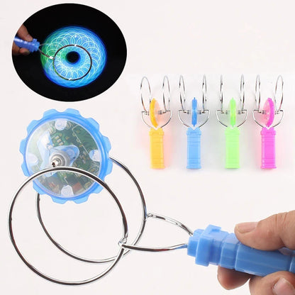Magnetic LED Spinning Top - Hand-Cranked Luminous Gyroscope Toy with Colorful Orbit Lights for Kids