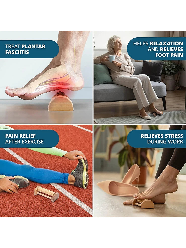 Wooden Foot Roller Massager - Deep Tissue Relief for Plantar Fasciitis