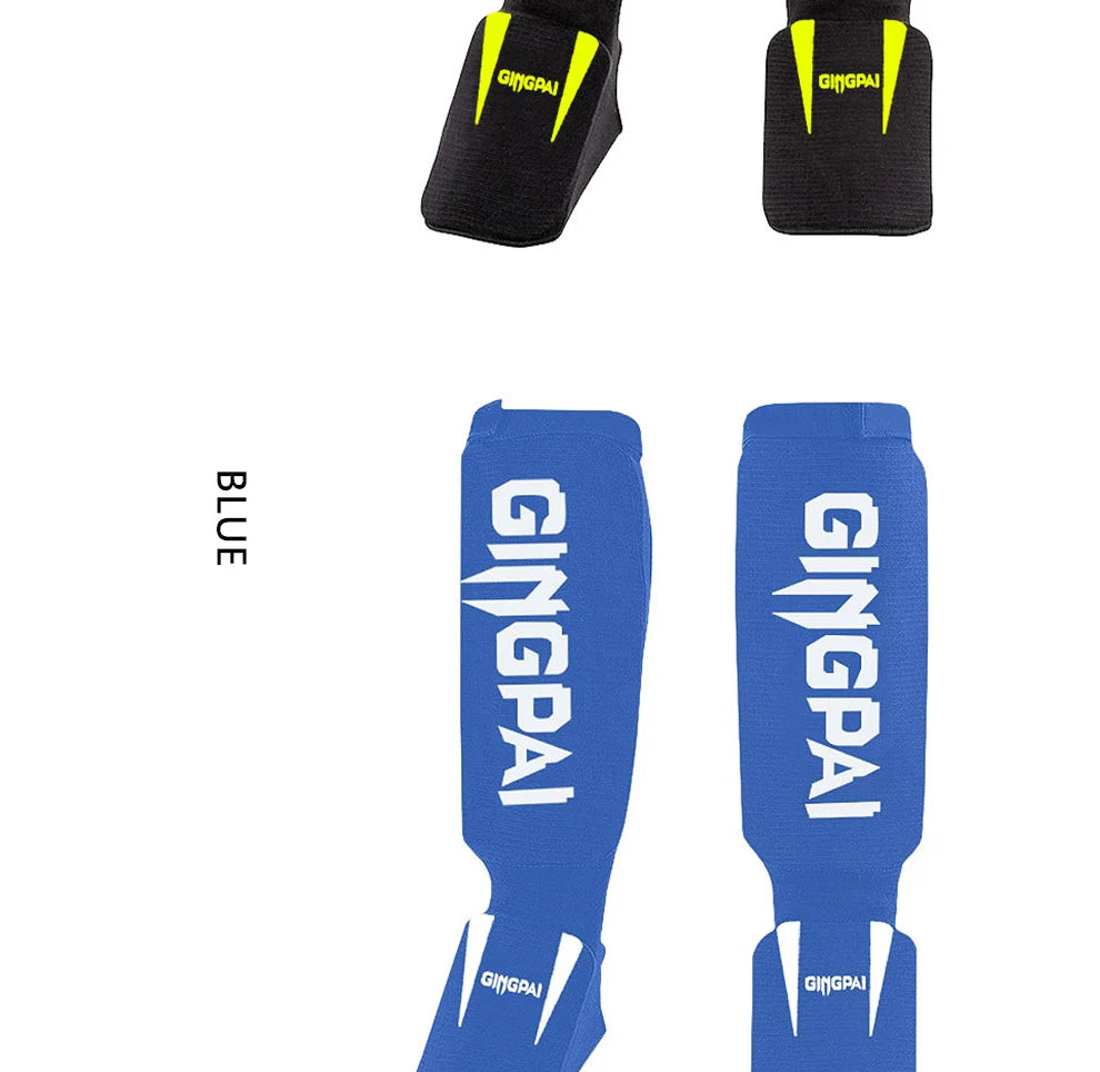 Cotton MMA Shin Guards - Boxing Kickboxing Foot Protection with Instep Ankle Support for TKD Muay Thai Training