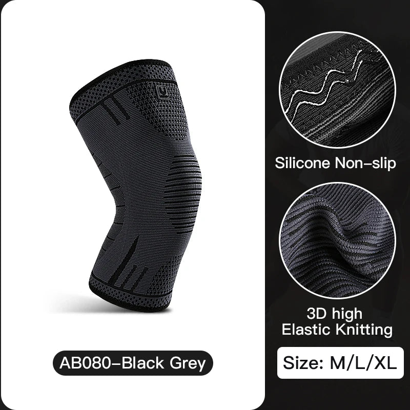 Compression Knee Support Sleeve - Elastic Breathable Knee Brace with Cushioning for Basketball, Volleyball, Running & Gym