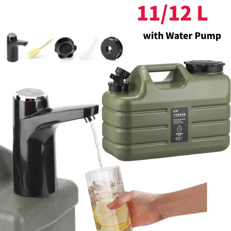 Portable Water Container with Electric Pump - 11L/12L Camping Water Dispenser for Outdoor Use