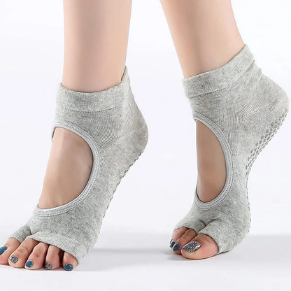 Premium Women's Two-Toe Yoga Socks - Anti-Slip Cotton Pilates & Ballet Dance Socks with Quick-Dry Breathable Design