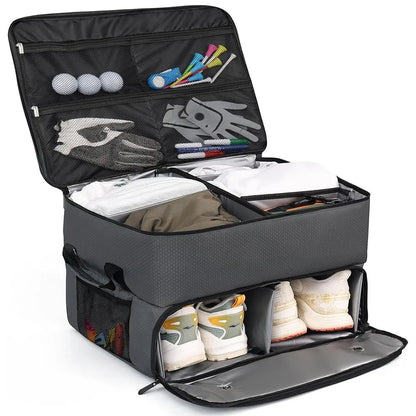 Waterproof Golf Trunk Organizer - Large Storage Box for Golf Shoes, Balls, Tees, Clothes, Gloves & Accessories