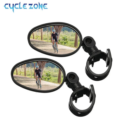 2PCS Universal Bike Handlebar Mirror - 360° Adjustable Rotatable Rearview for MTB & Road Bikes