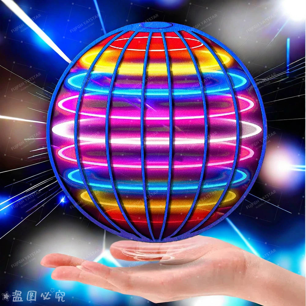 LED Cosmic Globe Flying Ball - Hand Controlled 360° Rotating Suspension Toy with Color Lights for Indoor & Outdoor Play