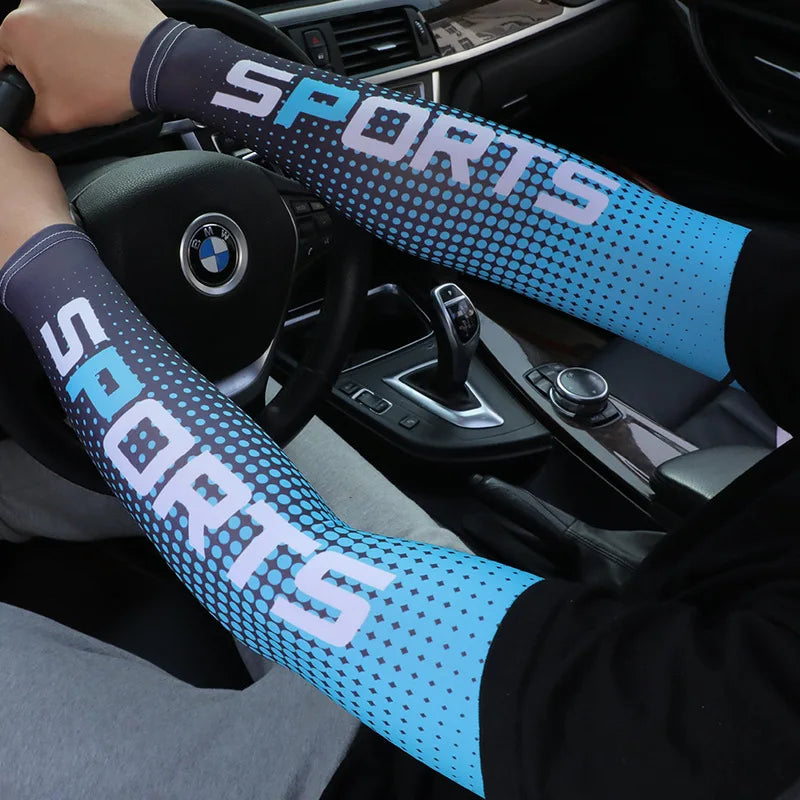 Men's UV Protection Cycling Arm Sleeves - Ice Fabric Sun Protection Compression Sleeves for Summer Sports