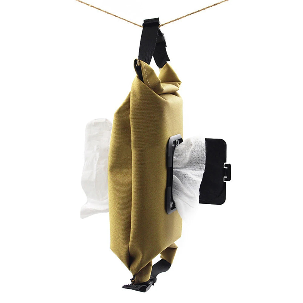 Canvas Wet Wipes Dispenser - Hanging Storage Box for Paper Towels and Wet Tissues - Outdoor Camping Accessories