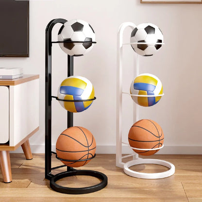 Carbon Steel Basketball Storage Rack - Multi-Layer Ball Organizer Stand for Basketball, Football, Volleyball (Home & School)