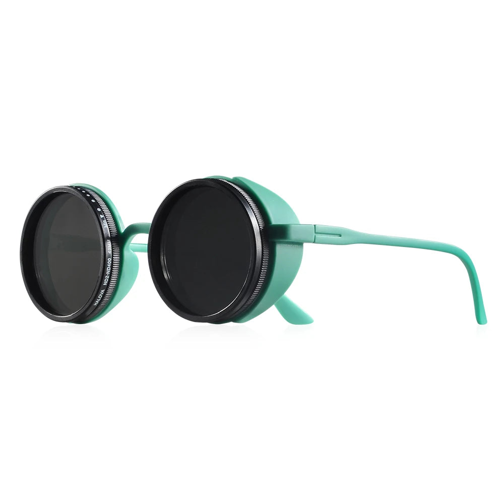 CRIXALIS Handmade Polarized Sunglasses - ND 1-9 Manual Adjustable Dimming, Retro Steampunk Style UV400 Fishing Eyewear