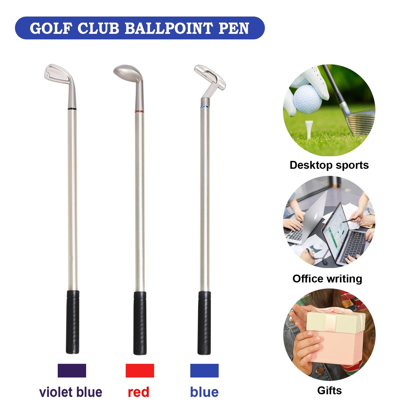Golf Club Putter Ballpoint Pen - Fun Gift, Table Decoration, School Supplies & Golf Accessories Combo