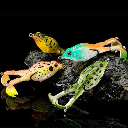 Topwater Bass Fishing Lure - Soft Frog with Double Propeller Legs - Freshwater Bait for Bass, Snakehead & Pike
