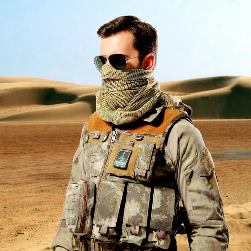 75" x 35" Tactical Camouflage Mesh Scarf - Polyester-Cotton Camo Net for Hunting, Shooting & Outdoor Sports