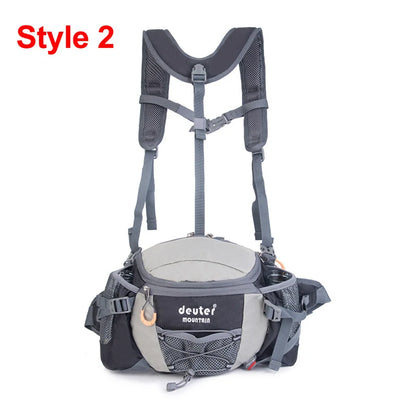 Men's Outdoor Sports Waist Bag - Multi-Purpose Hiking Backpack for Cycling, Camping, Climbing, Running with Water Bottle Holder - Bicycle Fanny Pack for Fishing