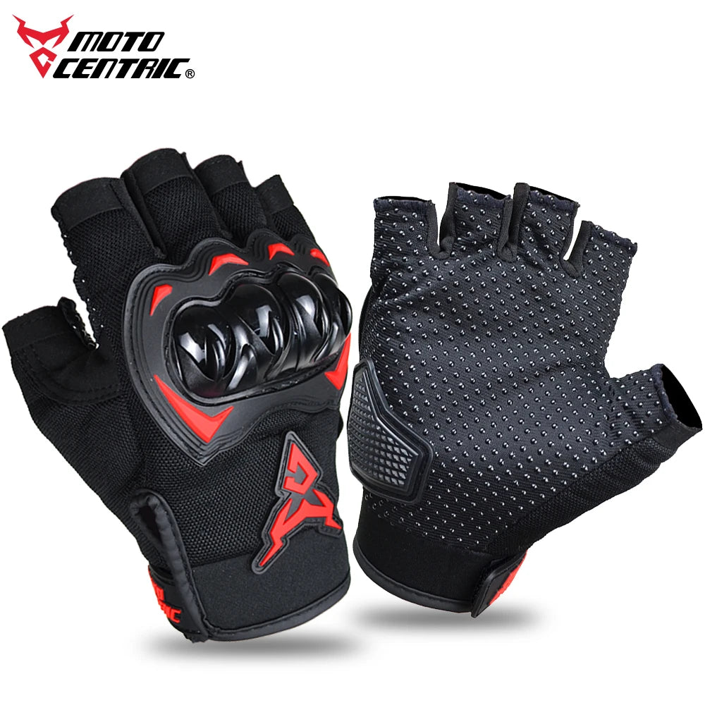 MOTOCENTRIC Half Finger Motorcycle Gloves - Breathable Summer Riding Gloves with Anti-Fall Palm Guard for ATV MTB Cycling