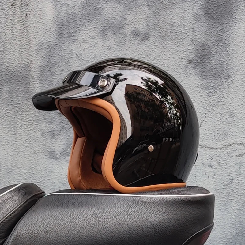 Retro 3/4 Open-Face Motorcycle Helmet - Semi-Open Cross-Country Winter Riding Helmet