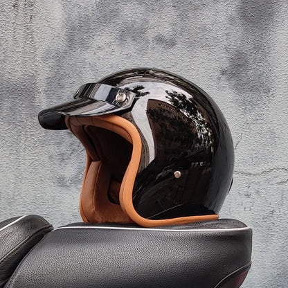Retro 3/4 Open-Face Motorcycle Helmet - Semi-Open Cross-Country Winter Riding Helmet