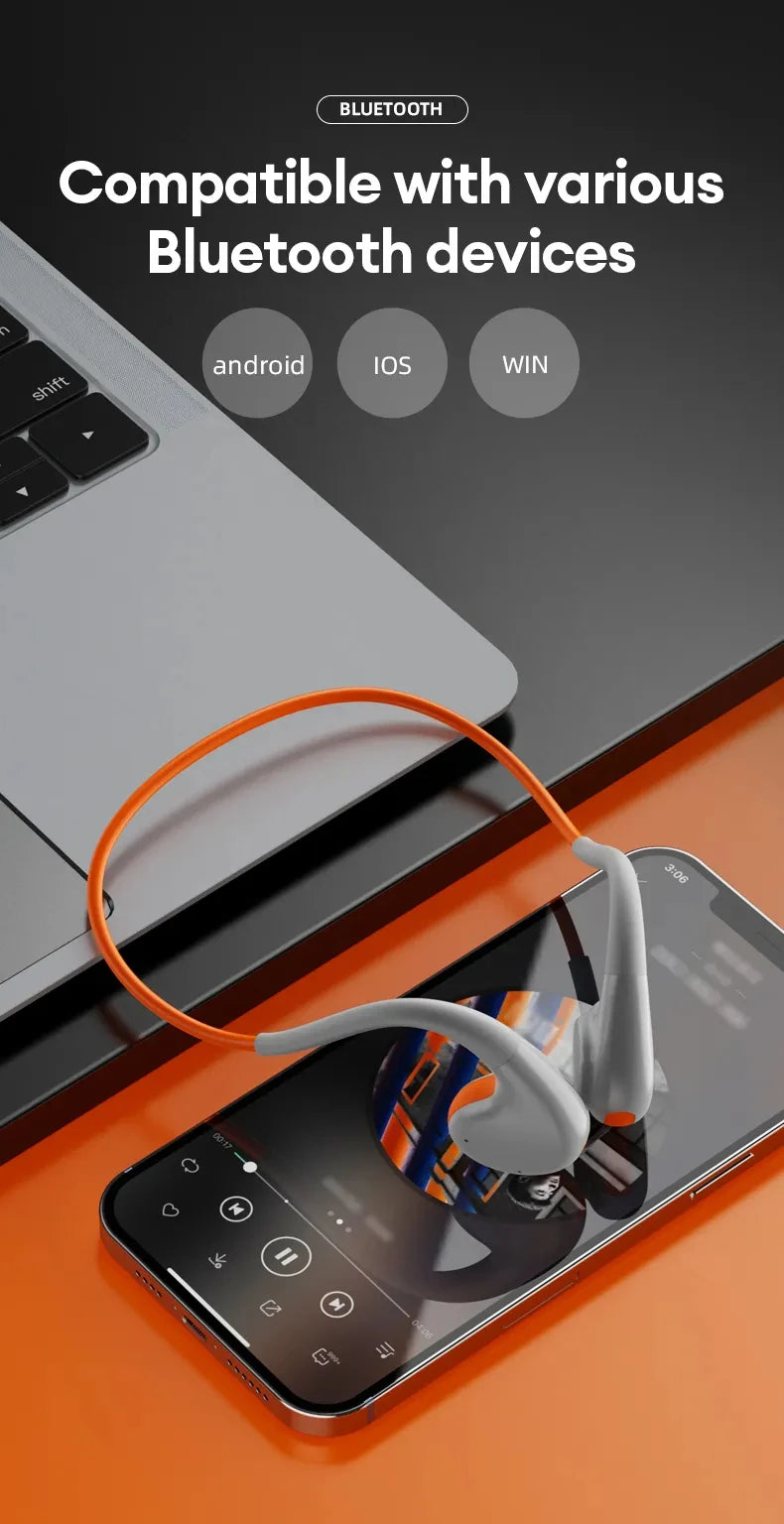 Air Conduction Wireless Headphones - Bluetooth 5.3 Sport Earphones with Ear Hook & Mic