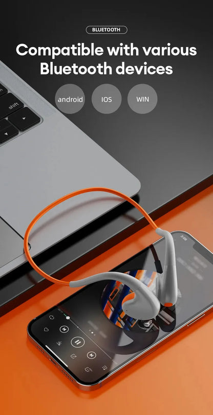 Air Conduction Wireless Headphones - Bluetooth 5.3 Sport Earphones with Ear Hook & Mic