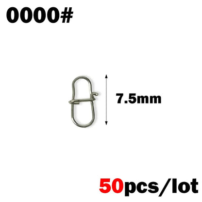 50PCS Stainless Steel Pin Swivel Fishing Accessories - Connector Lure Clip Rolling Swivels for Sea Fishing