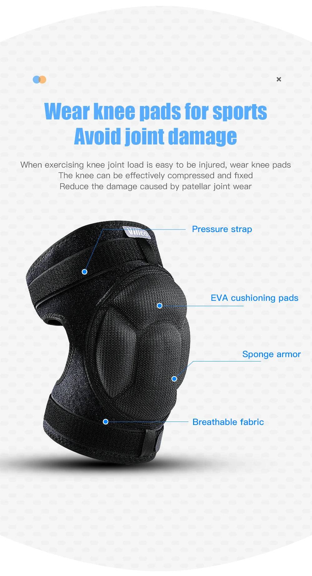 Thickened Anti-Collision Knee Pads - Elastic Pressure Strap Knee Brace for Volleyball, Extreme Sports & Protection
