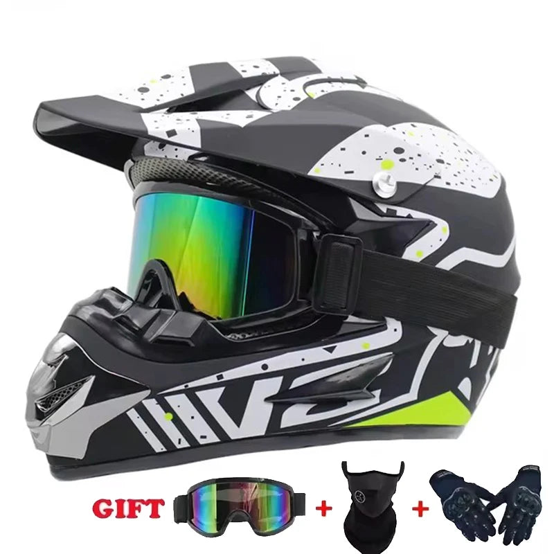 Youth Motocross Full Face Helmet - Kids Off-Road Safety Helmet with DOT Protection