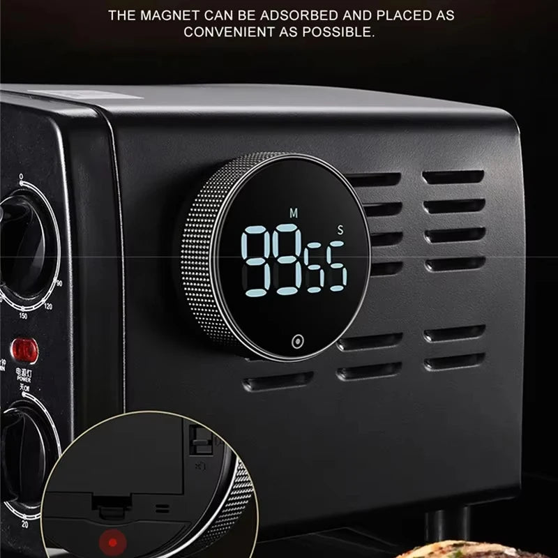 Magnetic Rotary Kitchen Timer - Manual Countdown Digital Display