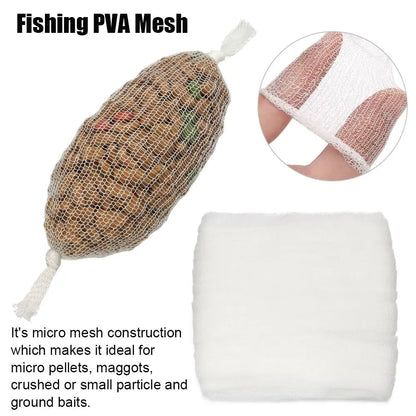 PVA Mesh Refill Bags - Water Soluble Carp Fishing Bait Wrap for Coarse Fishing Rigs