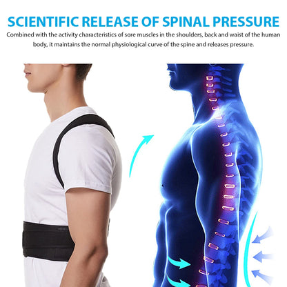 Adjustable Posture Corrector Back Brace - Lumbar Support Belt for Men & Women with Shoulder Support to Improve Scoliosis