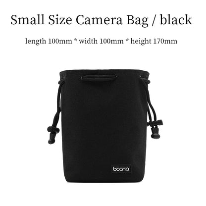 Camera Lens Bag - Waterproof Drawstring Pouch with Fleece Protection for DSLR Cameras