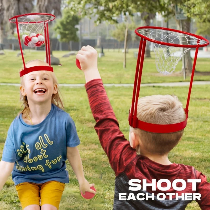 Head Hoop Basketball Headband Game - 2 Pack Set with 20 Balls - Adjustable Carnival Party Game for Kids & Adults