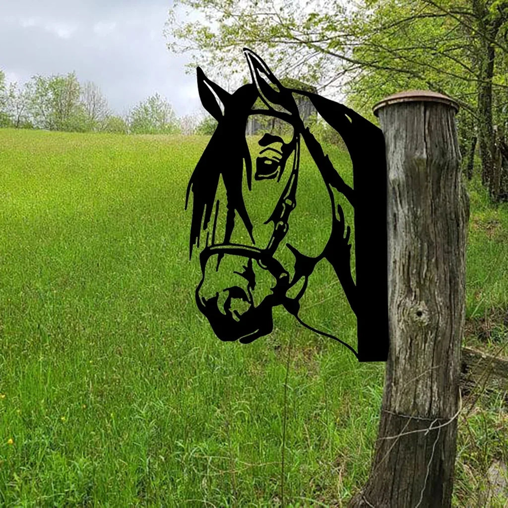Horse Silhouette Metal Wall Art - Iron Garden Fence Ornament, Outdoor Farm Decor for Home & Party (1pc)