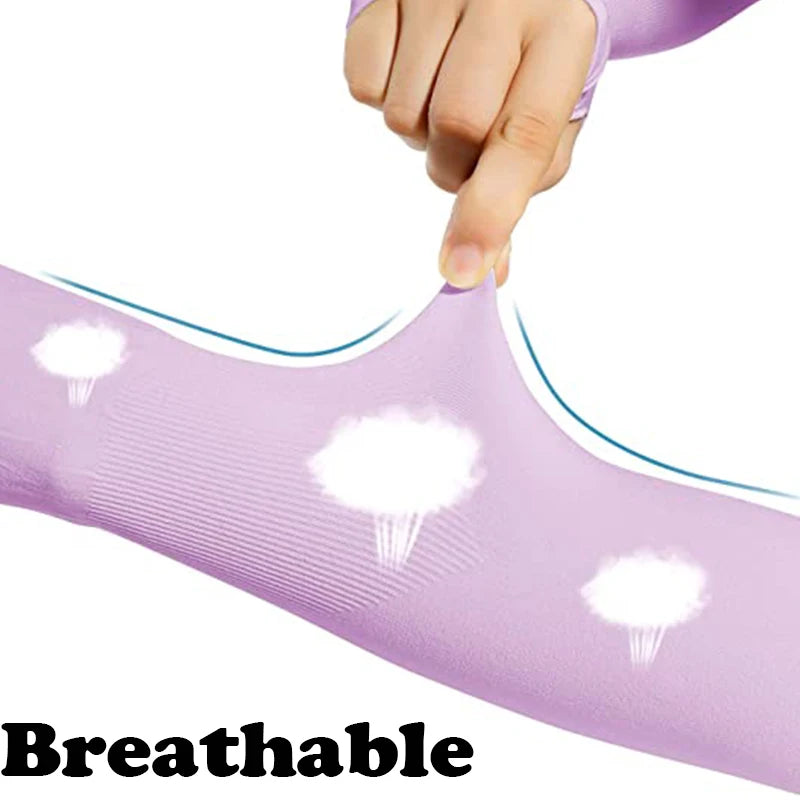 Kids Ice Silk Cooling Arm Sleeves - UV Sun Protection Elastic Sleeves for Boys & Girls Ages 4-12 (Summer Sports & Beach)