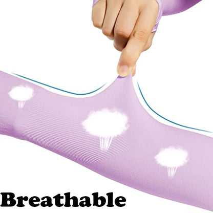 Kids Ice Silk Cooling Arm Sleeves - UV Sun Protection Elastic Sleeves for Boys & Girls Ages 4-12 (Summer Sports & Beach)