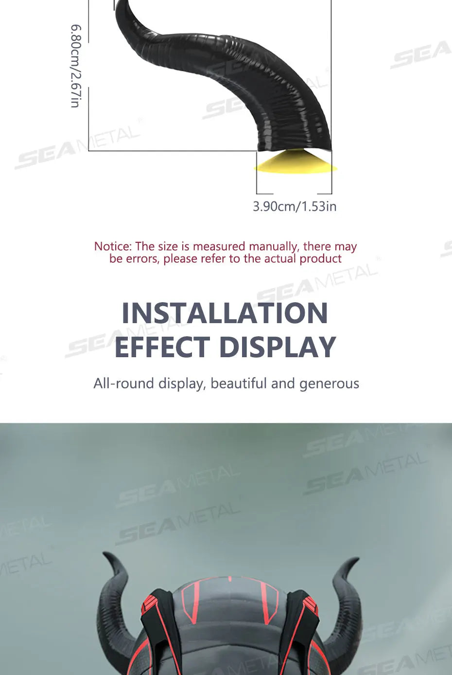 Devil Horns Motorcycle Helmet Decoration - 2-Piece Set with Suction Mount | Cosplay Styling Accessory