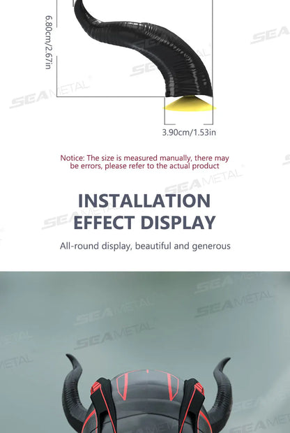 Devil Horns Motorcycle Helmet Decoration - 2-Piece Set with Suction Mount | Cosplay Styling Accessory