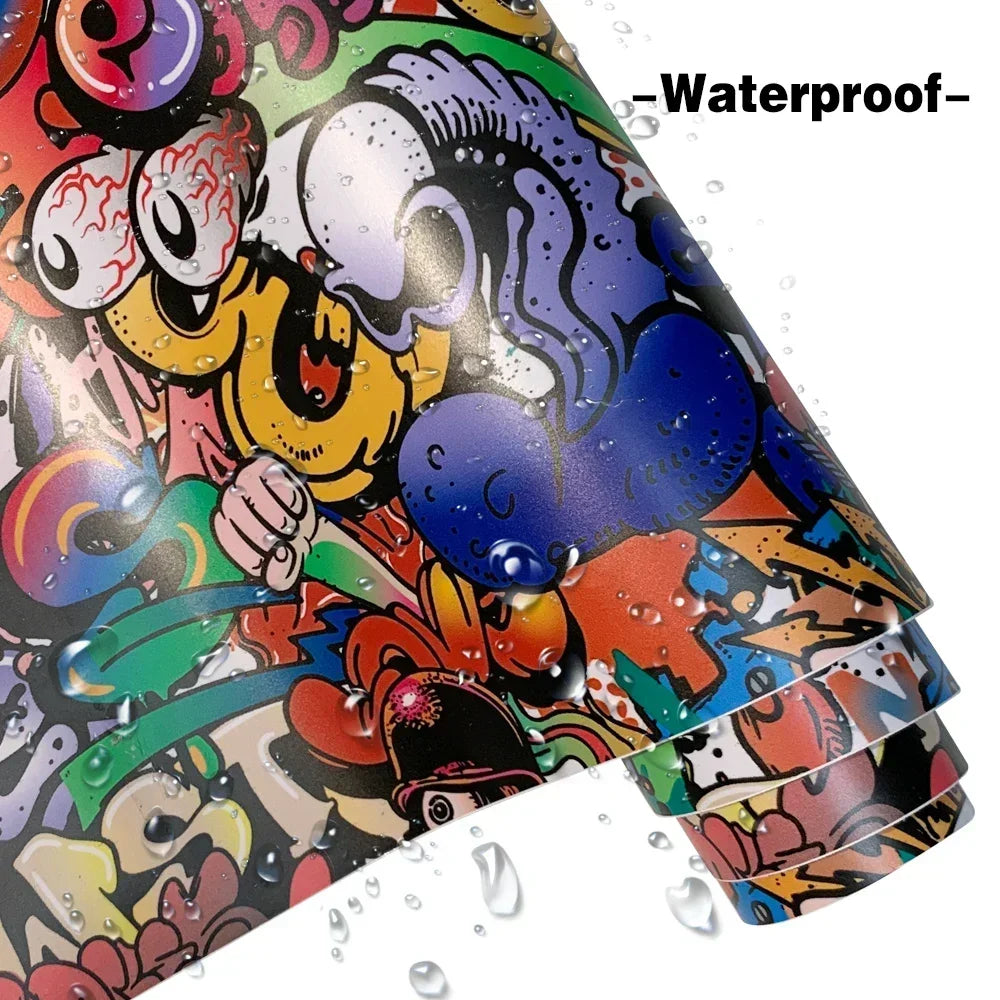 Waterproof PVC Graffiti Vinyl Wrap Film - Cartoon Camouflage Decal Sticker for Cars, Bicycles, Skateboards & Auto Accessories