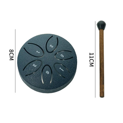 3 Inch Steel Tongue Drum - 6 Tones Mini Hand Drum - Carbon Steel Percussion Instrument with Mallets