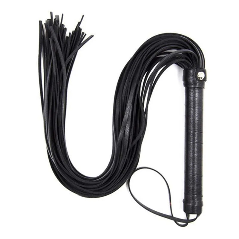 Black PU Leather Horse Riding Crop Whip - Equestrian Racing Equipment