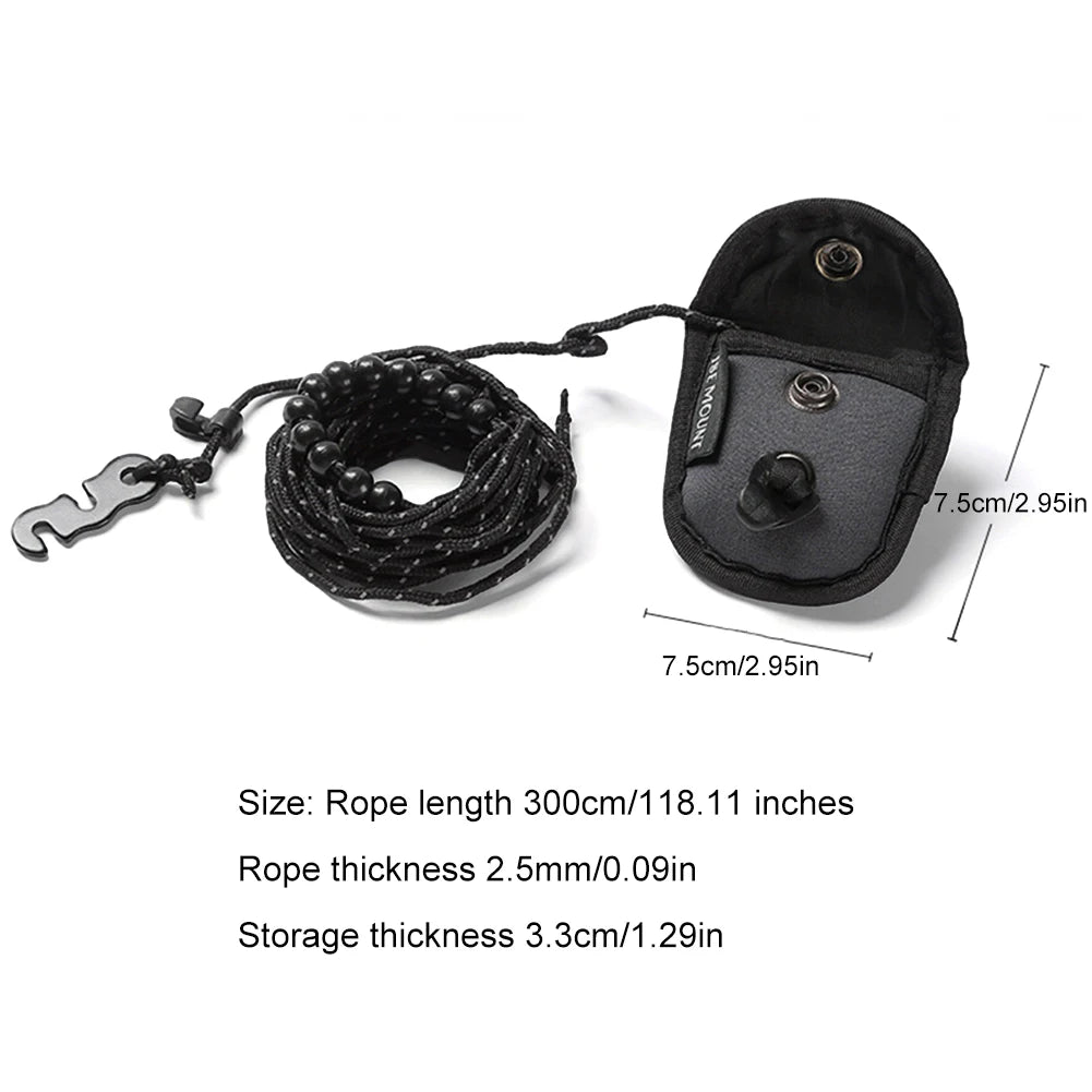 Windproof Elastic Travel Clothesline 3M with 12 Clips - Portable Stretch Laundry Line for Camping, Hotel, Trip & Cruise