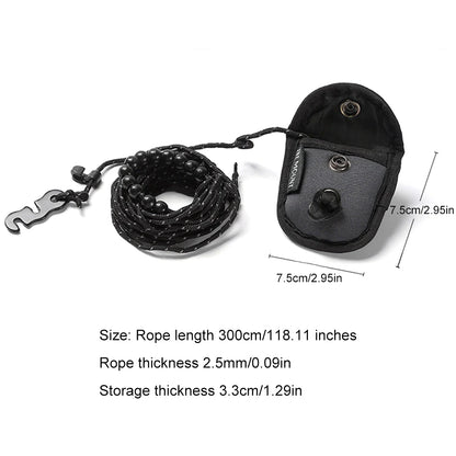 Windproof Elastic Travel Clothesline 3M with 12 Clips - Portable Stretch Laundry Line for Camping, Hotel, Trip & Cruise