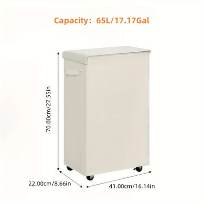 Wheeled Laundry Hamper with Lid - Closed Storage Basket for Bedroom, Bathroom & Laundry Room