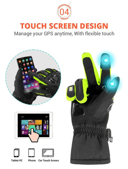 Waterproof Winter Motorcycle Gloves - Full Finger Protection with Touch Screen - Model WN-01