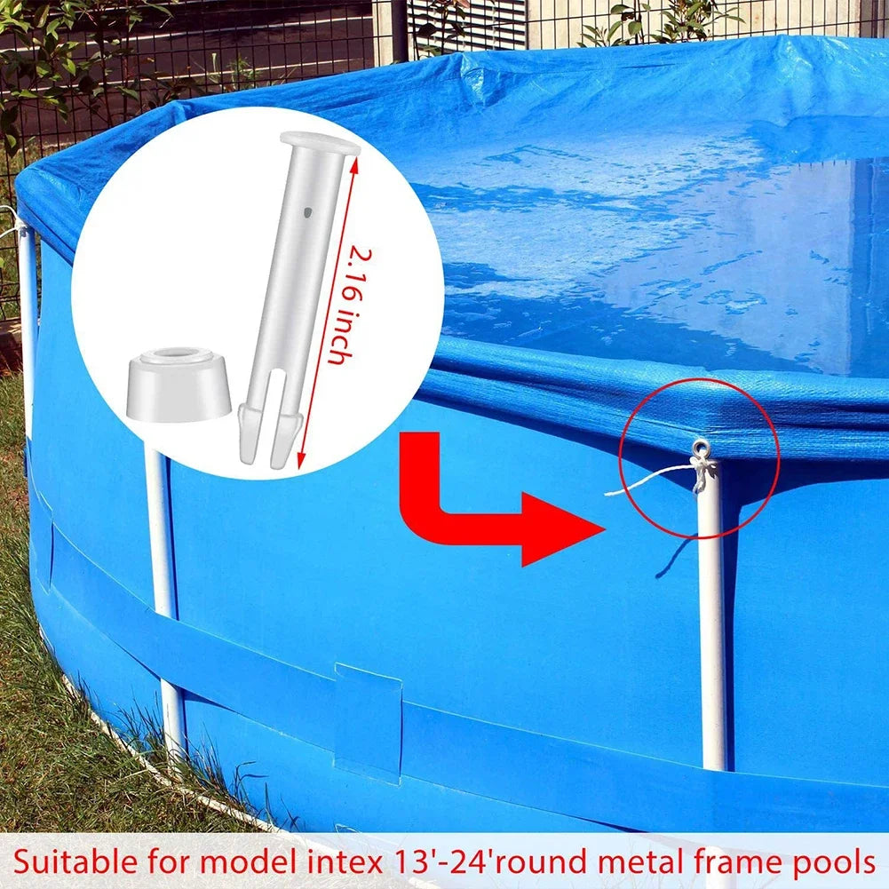 Intex Pool Joint Pin Replacement Set - 12/24 Piece Plastic Lock Pins with Rubber Seals for Round Metal Frame Swimming Pools