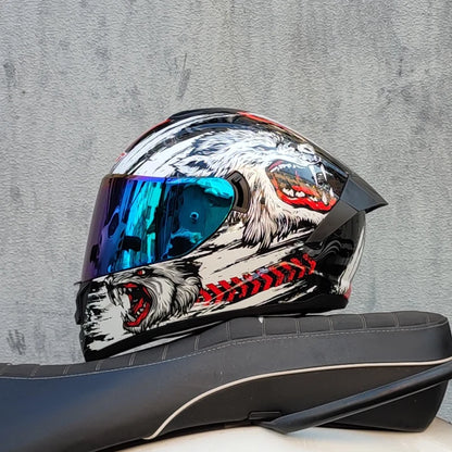 Full Face Racing Motorcycle Helmet - Winter Warm Double Visor Motorbike Sports Helmet LVS-701