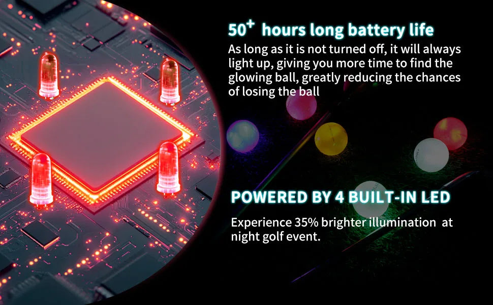 Light-Activated LED Golf Balls – 6-Color Glow Set with Storage Bag