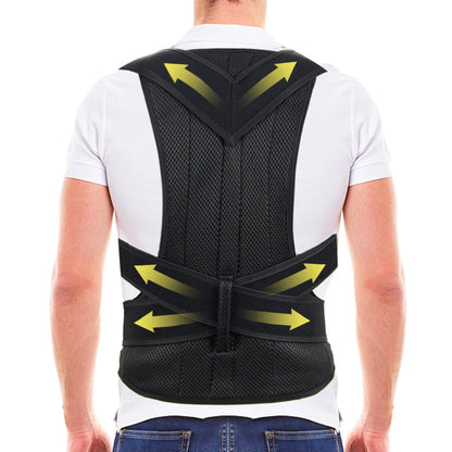 Adjustable Posture Corrector Back Brace - Lumbar Support Belt for Men & Women with Shoulder Support to Improve Scoliosis