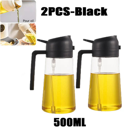 Multi-Size Oil Spray Bottle Set (200ml/300ml/500ml) - BBQ Cooking Olive Oil Sprayer for Kitchen Baking, Empty Refillable Vinegar Bottle with Oil Brush