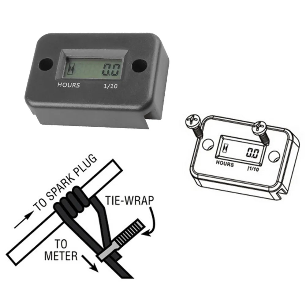 IP68 Waterproof Engine Hour Meter - Universal Inductive Timer for Motorcycle, ATV, Boat & Gasoline Engines