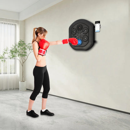 Smart Music Boxing Training Machine - Wall-Mount Bluetooth Punch Trainer with LED Light & Gloves for Home Gym
